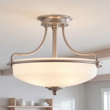 Deckenleuchte ASPERO in Nickel Ø 43 cm Jugendstil Deckenlampe