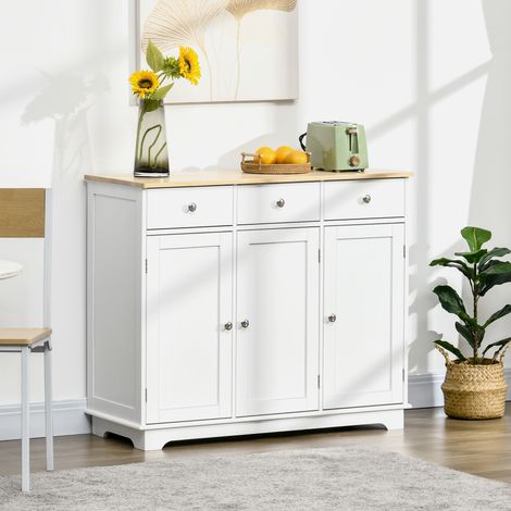 Aparador de Cocina Mueble Auxiliar de Almacenaje para Comedor Salón Estilo Moderno Antivuelco 101x40x85 cm Blanco (1/5)