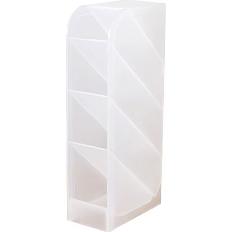 Lot de 3 pots à stylos transparents finition mate, format compact, coloris blanc (1/5)