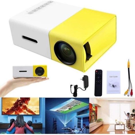 Vidéoprojecteur LED 1080p Portable FOXNOVO - Cinéma Full HD - 400 Lumens - Jaune (1/4)