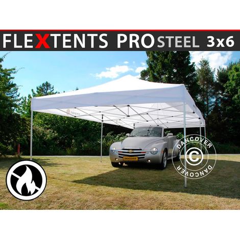 Pop up gazebo FleXtents PRO Steel 3x6 m White, Flame retardant
