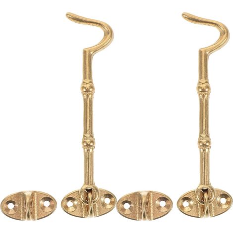 Lot de 2 set de Loquets à Crochet en Laiton Massif 105 CM Verrous Robustes Anti-Vent pour Portes et Fenêtres Coulissantes Ensemble de Verrouillage Solide pour Portes de Grange