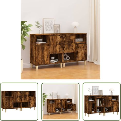 The Living Store Sideboards 2 Stk. Räuchereiche 60x35x70 cm Holzwerkstoff - Sideboard - Wohnwand - Regal - Wohnzimmermöbel - Holzmöbel (1/5)