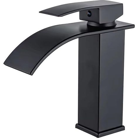 Wasserfall-Waschtischarmatur Armatur mit breitem Auslauf Waschtisch Mischbatterie 1-Loch Waschtisch-Mischbatterie Wasserfall mit flachem Auslauf stahl (1/5)