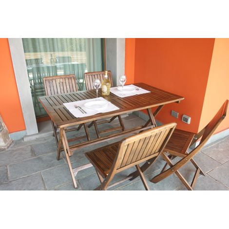 Set Arredo Rodi Tavolo + 4 Sedie pieghevoli verniciato ad acqua (1/5)