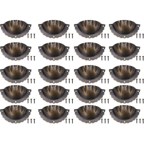20 Poignées de Tiroir Rétro en Fer Forgé, Design Coquillage Élégant pour Meubles et Armoires (1/5)