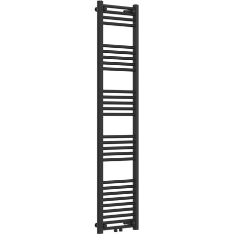Radiateur sèche-serviettes chauffage salle de bain acier 160 x 40 cm noir (1/5)