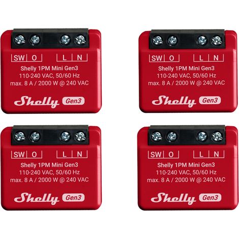 SHELLY WLAN-Schaltaktor 1PM Mini Gen 3, rot, 4 Stück (1/4)