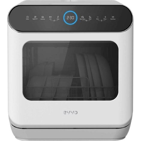 EVVO Lave-vaisselle compact et sans installation, pour bureau ou comptoir, 2 services, 6 pogrammes, séchage supplémentaire (1/5)