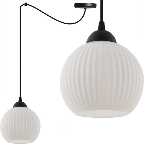 LAMPE SUSPENDU SPIDER RIFFLE NOIR 1-PL. ABAT-JOUR BLANC BOULE E27 (1/5)