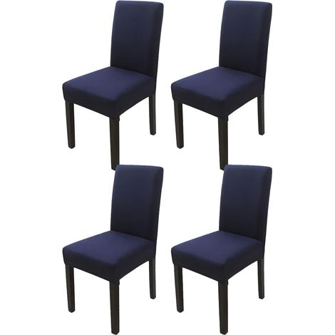 Marineblauer Stuhlbezug mit hoher Rückenlehne, 4-teilig, 38 x 38 x 47 cm, modern, elastisch und waschbar, geeignet für Esszimmer und Küchen