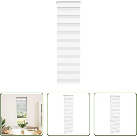 Store zébré - Store zèbre blanc 40x150 cm largeur du tissu 35,9 cm polyester (1/5)