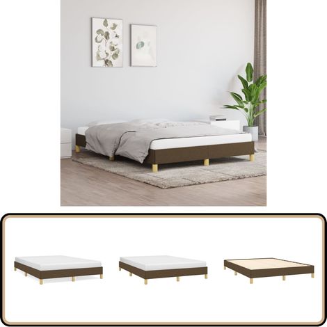 Cadre de lit sans matelas marron foncé 160x200 cm tissu - Cadre De Lit - Lit Double - Literie - Meuble Chambre - Chambre Adulte