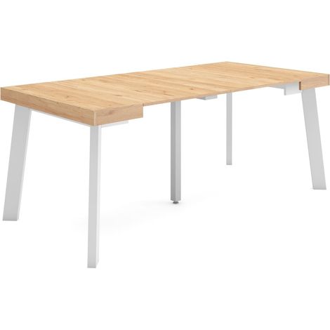 Table Console Extensible Console Meuble 180 pour 8 Personnes Pieds en Bois Style Moderne Chêne (1/5)