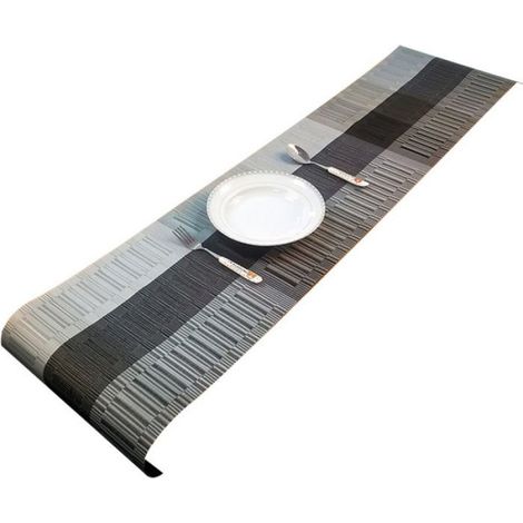 1 Nappe, motif patchwork rayures multicolores, tissu résistant, protection table, usage maison et restaurant, 30x180cm (1/5)