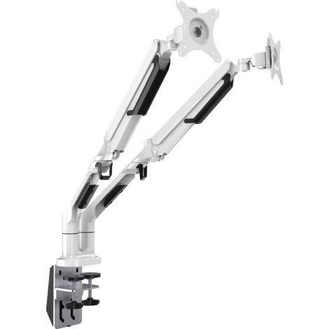 Dellonda DH27 Adjustable Double Monitor Arm with 360� Rotation - White