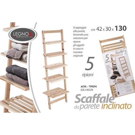 Scaffale parete inclinato 5 ripiani cm 42x30x130 h