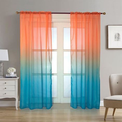 Rideaux - - Tulle Dégradé - 100x260cm - 2PCS - Bleu (1/4)