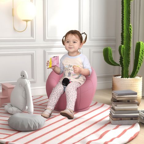 Fauteuil enfant. mobilier enfant. tabouret enfant. peluche en polaire. 60 cm x 56 cm x 48 cm. rose (1/5)
