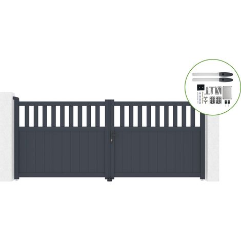 Portail battant 3,4m SANTIS H.140cm alu + motorisation HICKER B200 (1/4)