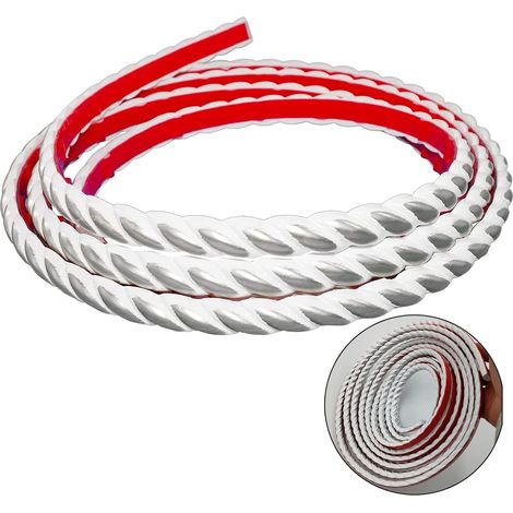 Embellecedor de pared autoadhesivo, moldura flexible 3d, moldura de corona, para gabinete, marco de espejo, techo, armario, borde de pared, decoración del hogar, 3 m, blanco y plateado MINKROW (1/5)