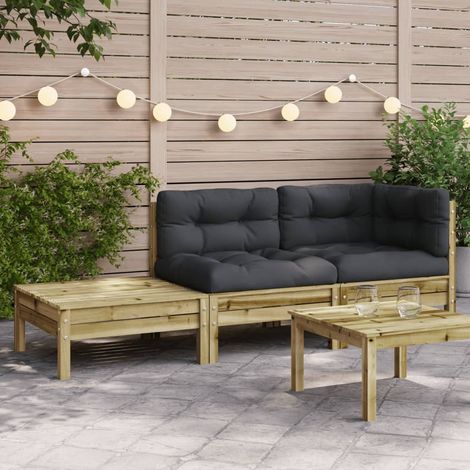 Canapé de jardin, Salon de jardin, canapé relax avec coussins et repose-pied bois pin imprégné togp95020 DESIGN IN (1/5)