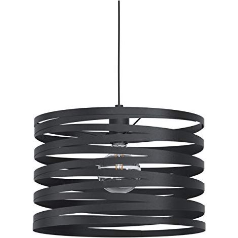 Lampadario A Sospensione Contemporaneo Cremella Acciaio Nero 1 Luce E27 D37 (1/4)