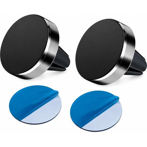 Lot de 2 Support Téléphone Voiture Magnétique pour Grille d’Aération, Porte Téléphone Voiture Aimanté, Support Grille Aération Magnétique avec Plaques Métal Incluses, Fixation Stable Antidérapante (1/5)