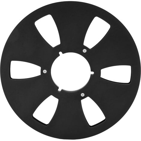 1/4 Zoll 10 Zoll leere 6-Loch-Aufbewahrungsspule aus Aluminiumlegierung für universelle schwarze Tonbandgeräte