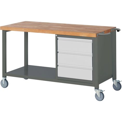 STIER Fahrbare Werkbank Premium mit 3 Schubladen BxTxH 1500x700x880 mm (1/5)