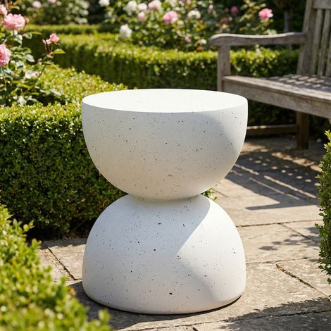 Table d’appoint, blanc, pour jardin et terrasse, style moderne, rangement pratique, format pratique