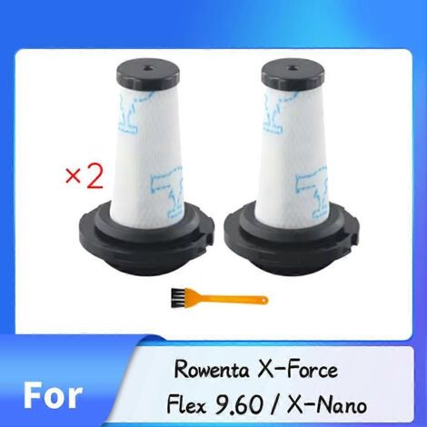 NALOOKAMIC Lot de 2 filtres ZR009010 avec brosse de nettoyage pour robots aspirateurs Rowenta X-Force Flex 9.60 / X-Nano