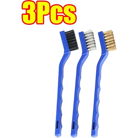 Brosse de nettoyage en laiton (lot de 3) - Métal laiton/acier inoxydable/nylon - Convient aux hottes à gaz - Dégraissage et détachage - Outil de nettoyage pour plaques de cuisson (1/4)