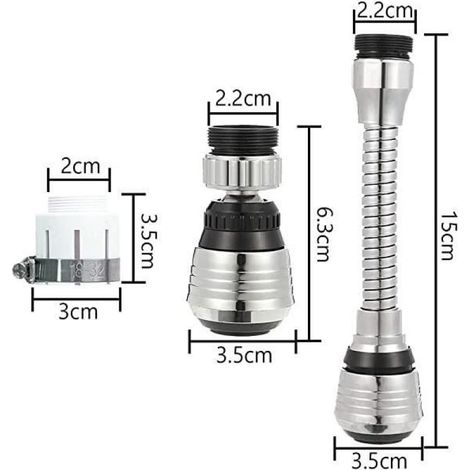 Robinet d'eau pivotante,Tête De Robinet De Cuisine Mobile 360 Degrés,2 Modes Réglable Douche Tête Filtre Pulvérisateur (1/4)