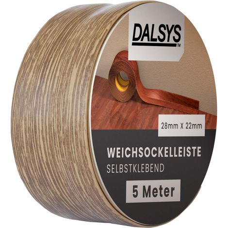 Dalsys plinthe souple autocollante plinthe adhésive, plinthe de finition pour joints dans le séjour, la cuisine, la salle de bain, en PVC synthétique - Chêne foncé 5m