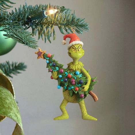 Décorations de Noël Monstre aux cheveux verts - tenant un sapin de Noël (1/3)