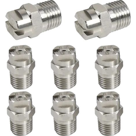 Lot de 8 Buses de pulvérisation Haute Pression de 65 degrés, buse de Ventilateur Haute Pression pour Balai à Eau et Nettoyeur, Pointe de pulvérisation d'ouverture de 1,3 mm, raccord fileté de 6,3 mm (1/5)