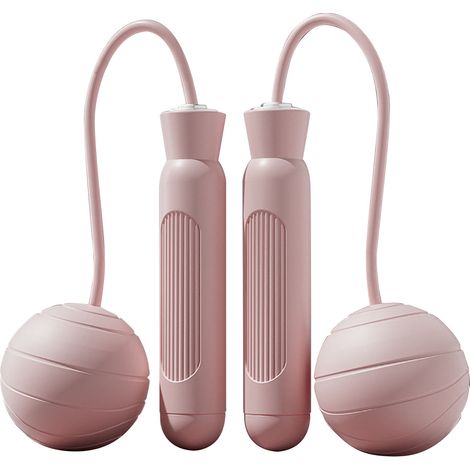 Geräuschloses und beschwertes Springseil, tragbar und kabellos, für Erwachsene und Schüler, ideal für Fitness (rosa).