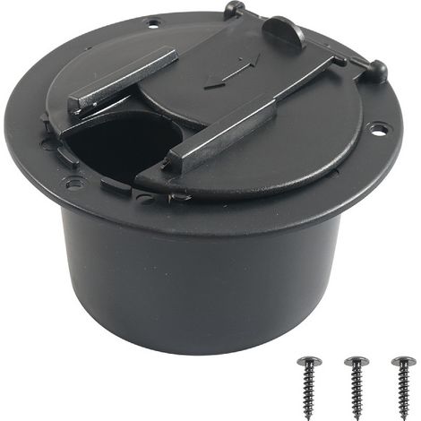 Accessoires pour camping-cars - Boîte de jonction ronde pour câbles et housses de voiture - Organisateur de prises de câbles - Noir - (1/4)