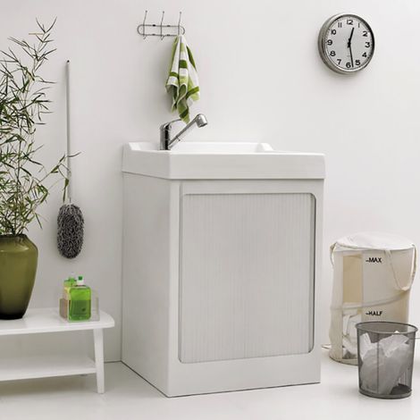 Lavatoio in Abs Bianco con box per lavatrice e vasca in resina 73x68 cm (1/3)