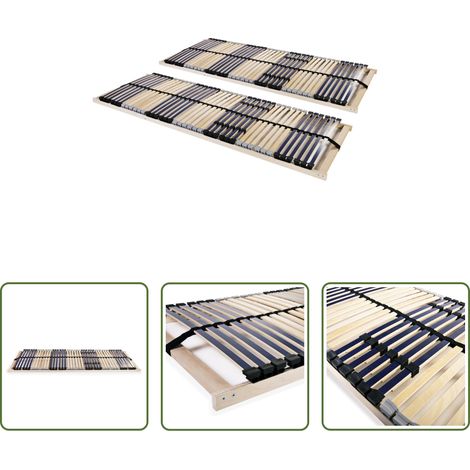 vidaXL Sommier hêtre -  Sommiers à lattes sans matelas 2 pcs avec 42 lattes 70x200 cm (1/5)