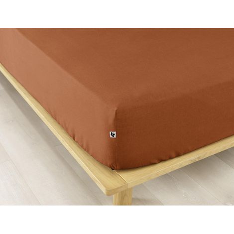 Drap housse flanelle chaude 160 x 200 cm Bonnet 30 cm Candice Orange (1/2)