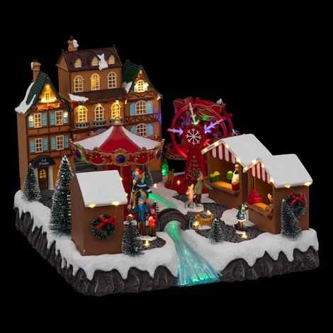 Villaggio illuminato mercatino di natale musicale 56 led - Feeric lights & christmas