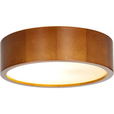 Deckenlampe rund 27 cm Holz Glas blendarm Schlafzimmer Wohnzimmer