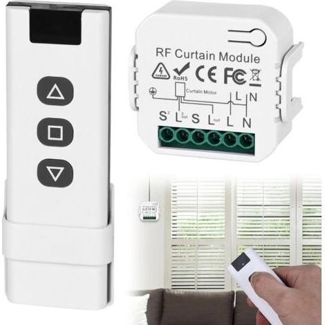 Module Volet Roulant Sans Fil, Interrupteur Sans Fil pour Volets Roulants, Stores, Composé d'une Télécommande RF + Module Récepteur, Max. 100m de Portée (1/5)
