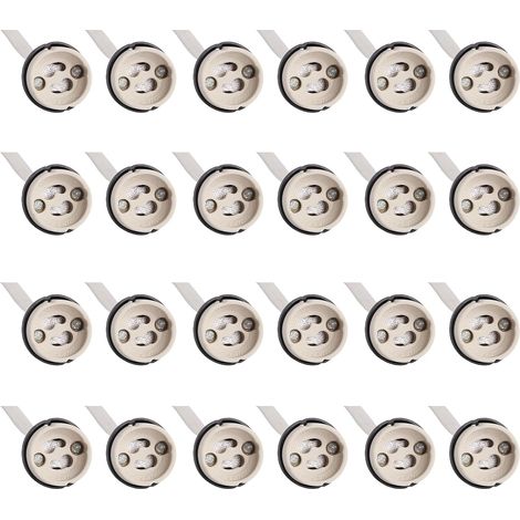 Lot de 24 douilles GU10 : culot en céramique avec fil de 15 cm, protection incendie, diamètre du câble 0,75 mm², pour spots LED et ampoules halogènes (1/5)