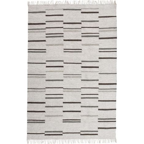 Tapis kilim fait à la main en laine 80x150 gris et marron rectangle