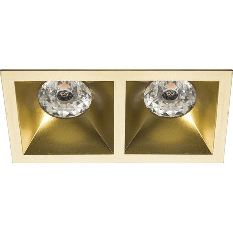 Spot DECO GU10 carré 2 têtes fixe, doré IP20 - EUROPOLE - 27831 (1/4)
