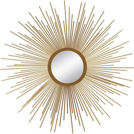 Miroir mural soleil en métal - D. 70 cm - Doré - LEVANZO