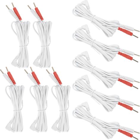 10 pièces/sachet de câbles d'électrodes à 2 broches de 2,35 mm et 1,8 m pour appareil TENS de physiothérapie (1/5)
